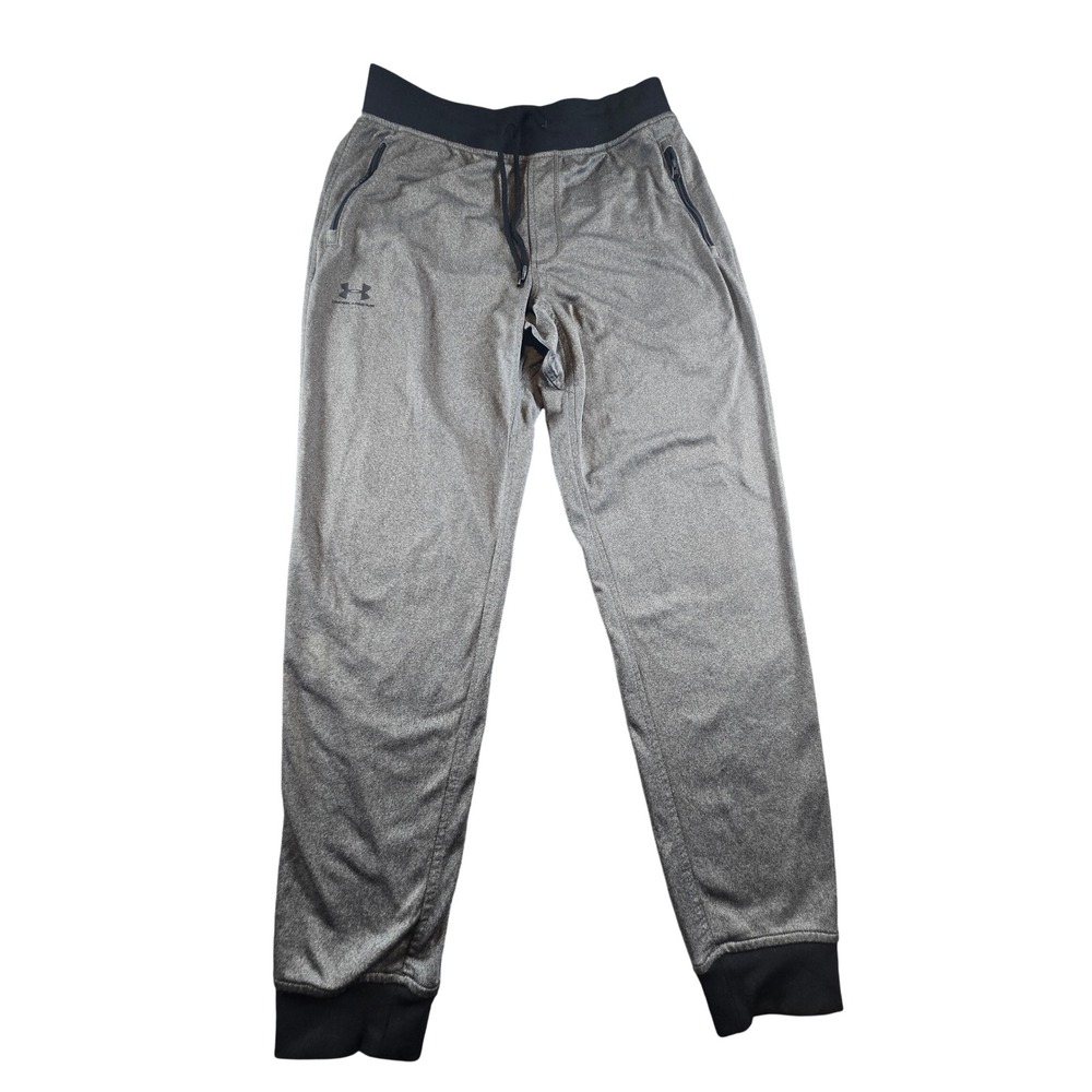 Under Armour Mens Armour Fleece Joggers Gray Black Training Pants 1290261‎ Large